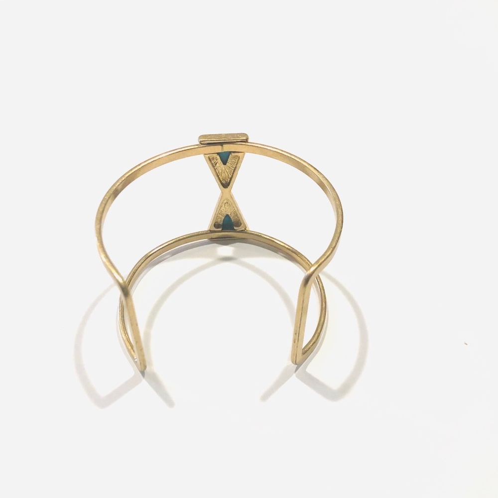 GoldTone Turquoise Statement Cuff Bracelet - Picture 2 of 3